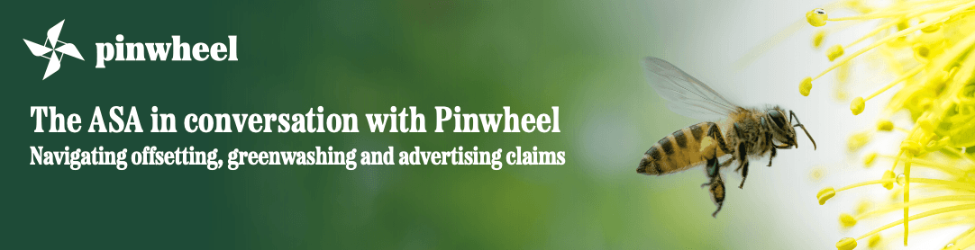 A poster for The ASA in conversation with Pinwheel: navigating offsetting, greenwashing and advertising claims